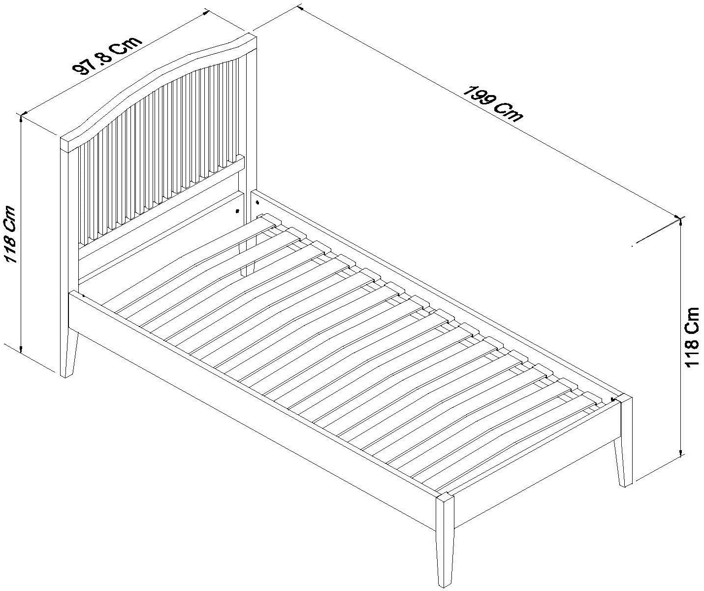 ASHBY COTTON 90CM SLATTED BEDSTEAD