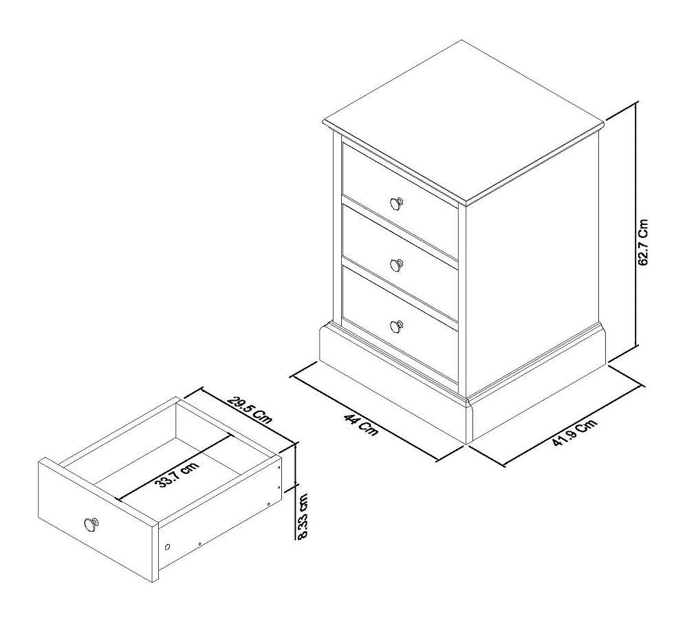 ASHBY COTTON 3 DRAWER NIGHTSTAND