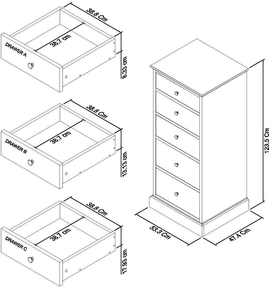 ASHBY COTTON 5 DRAWER TALL CHEST