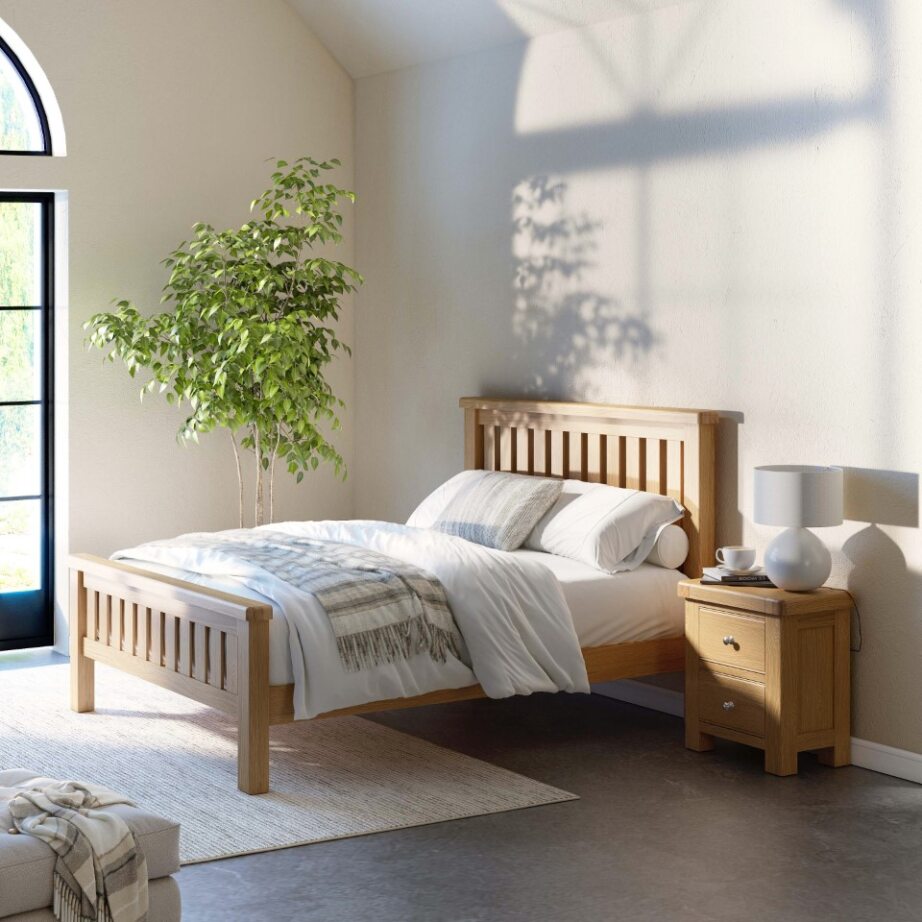 WOODLAND 5FT SLATTED OAK BEDFRAME