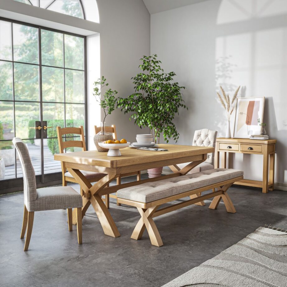 WOODLAND CROSS BENCH WITH BEIGE CUSHION