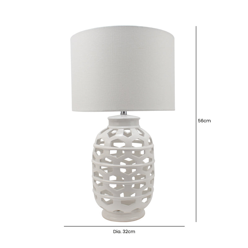 CIMC WHITE CERAMIC TABLE LAMP WITH WHITE SHADE
