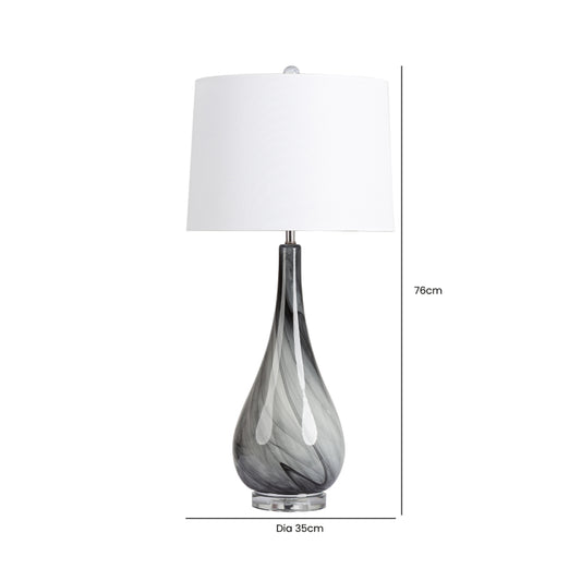 CIMC BLACK & WHITE GLASS LAMP WITH WHITE SHADE