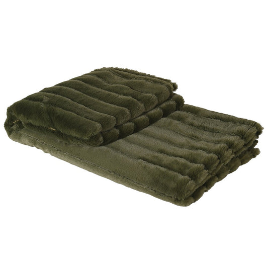OLIVE RIBBED THROW
