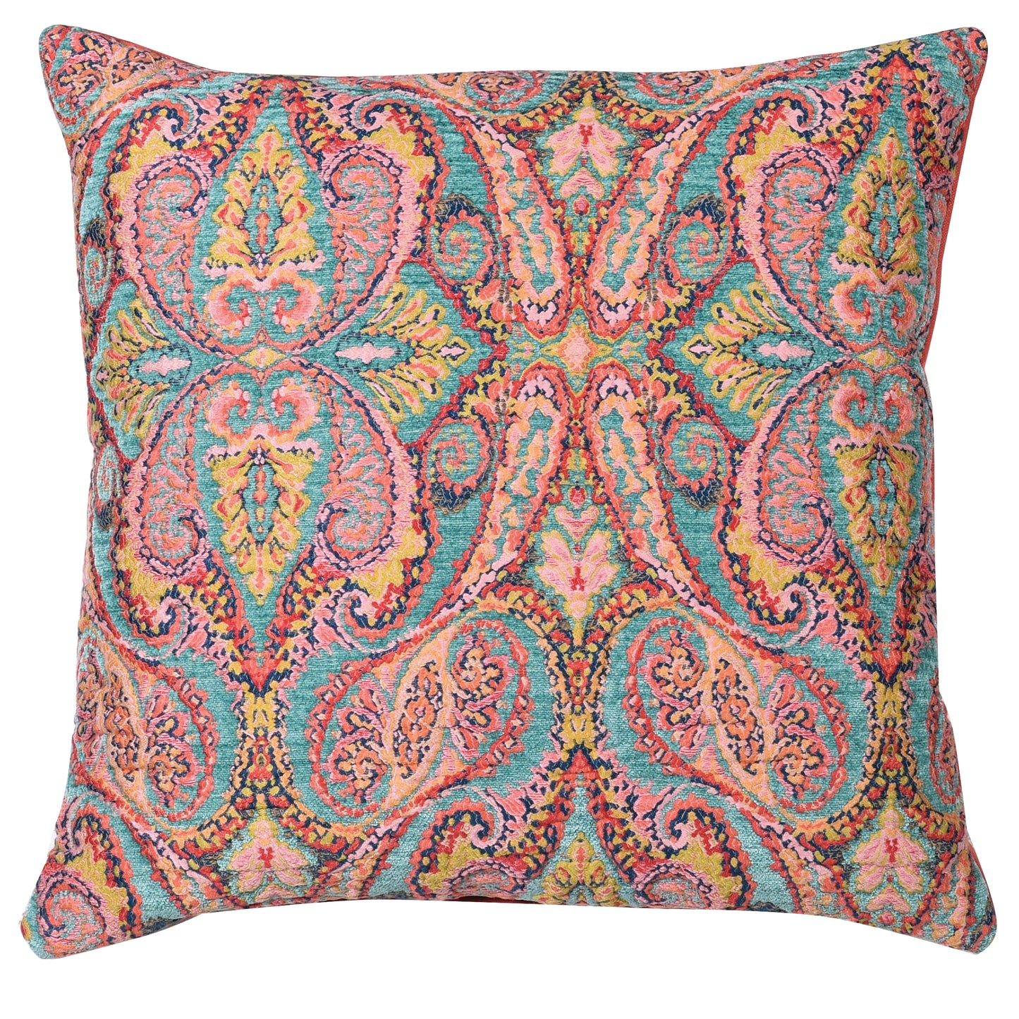 PAISLEY CITRINE AND PINK CUSHION 60cm x 60cm
