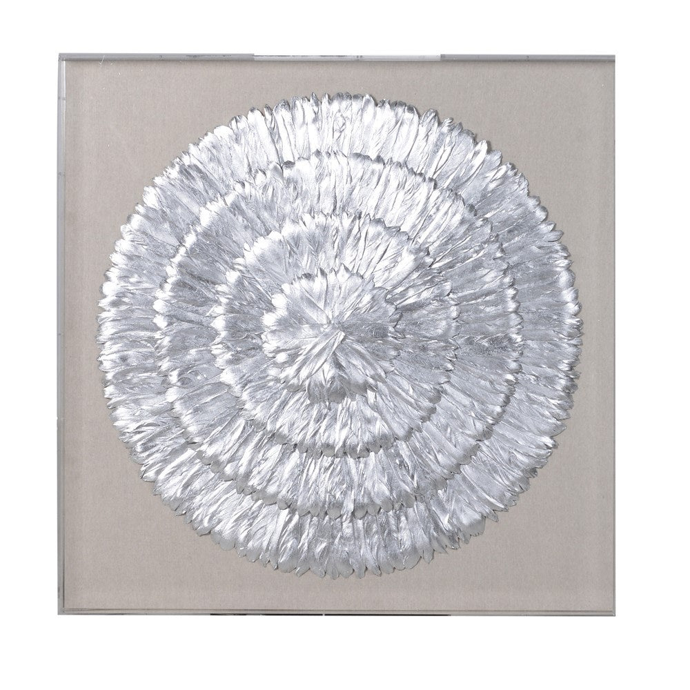 FEATHER SILVER FRAMED WALL ART