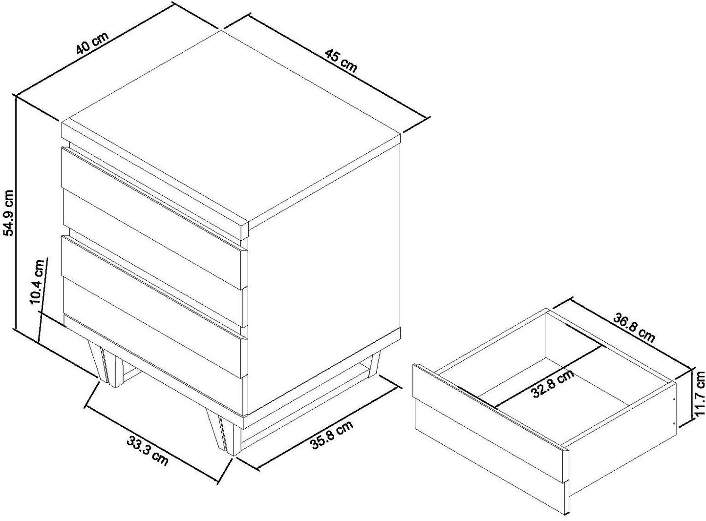 MUNICH 2 DRAWER NIGHTSTAND