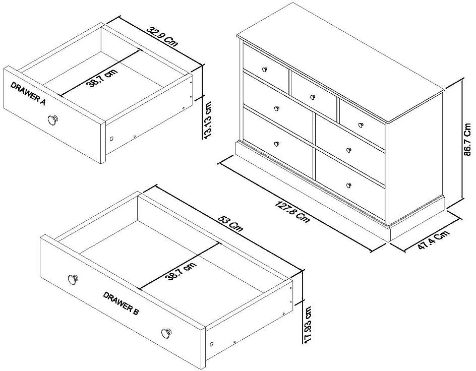 ASHBY WHITE 3+4 DRAWER CHEST