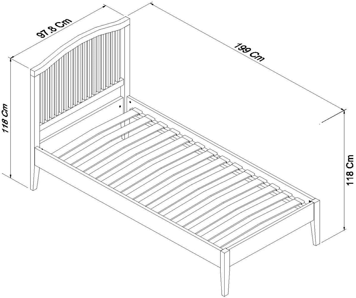ASHBY COTTON 90CM SLATTED BEDSTEAD