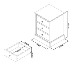 ASHBY COTTON 3 DRAWER NIGHTSTAND