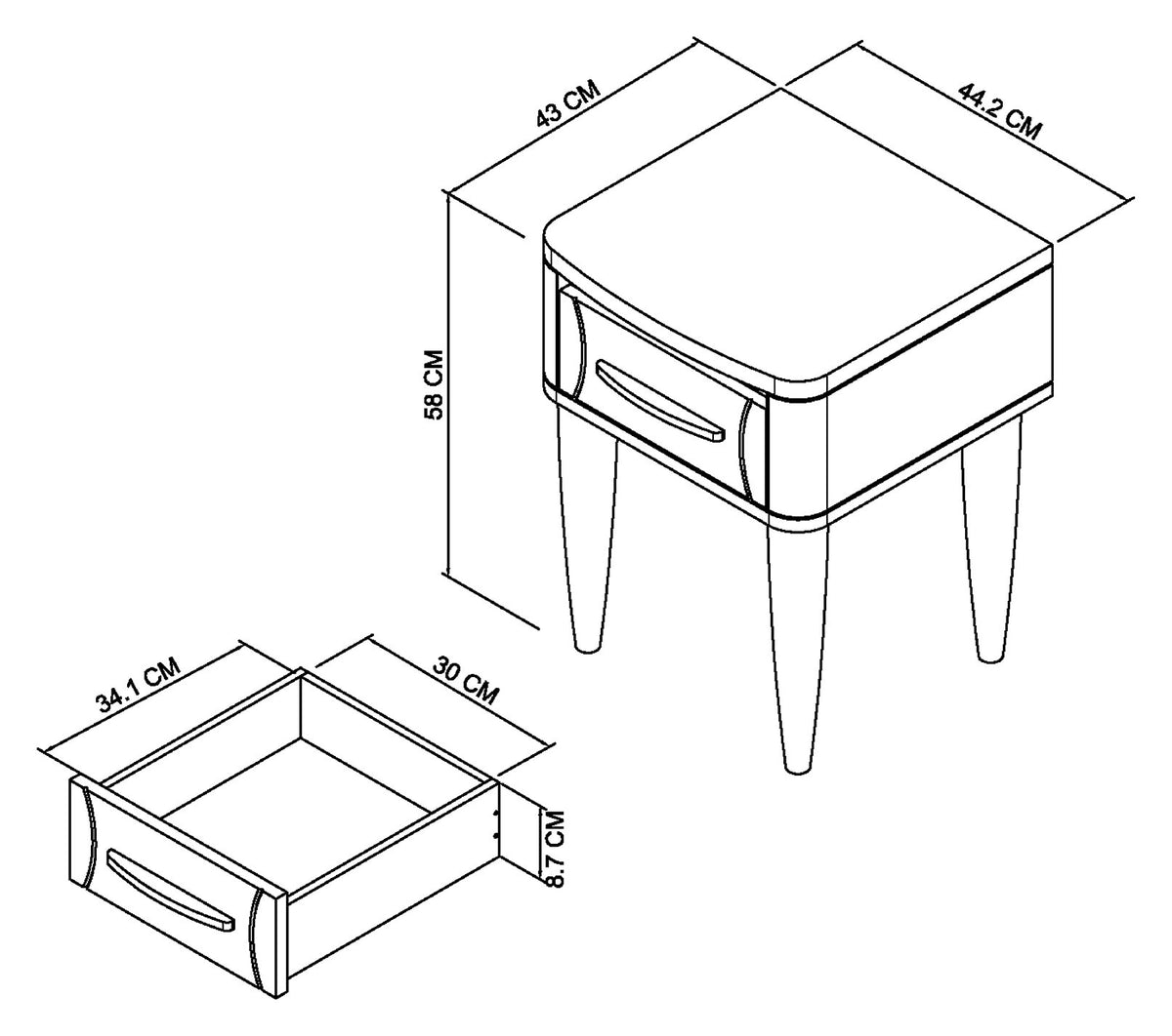 PRESTON 1 DRAWER NIGHTSTAND