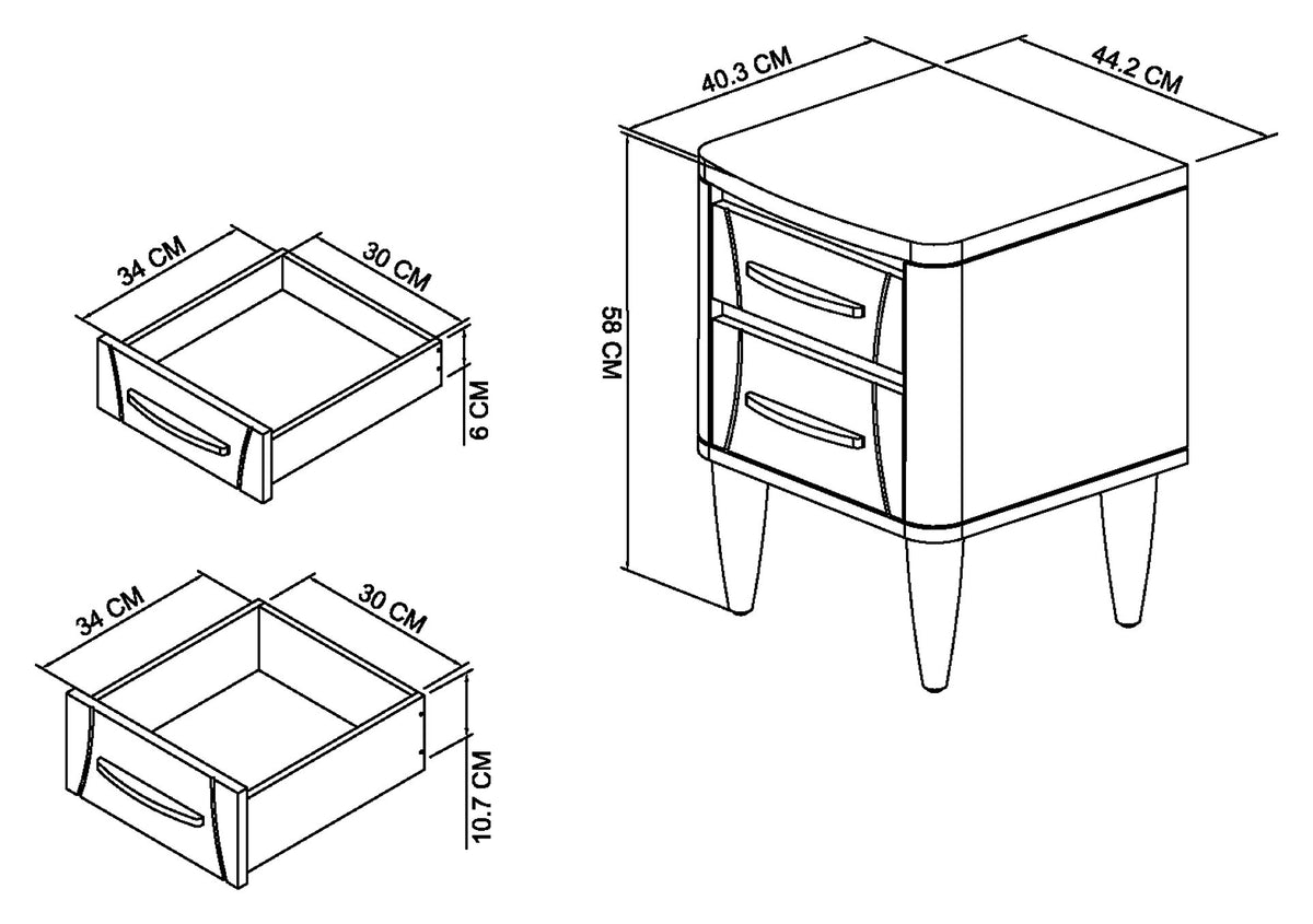 PRESTON 2 DRAWER NIGHTSTAND