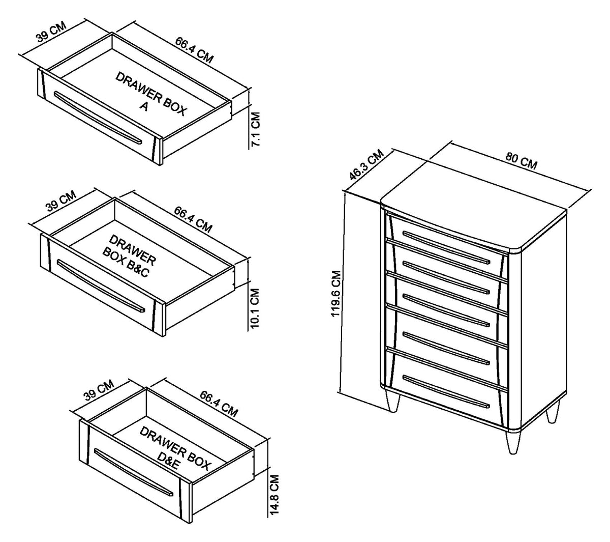 PRESTON 5 DRAWER TALL CHEST
