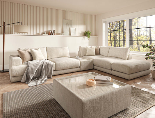 PHOENIX LARGE CORNER SOFA WITH RECTANGLE GLASS TOP TABLE