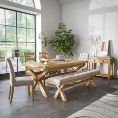 WOODLAND CROSS BENCH WITH BEIGE CUSHION