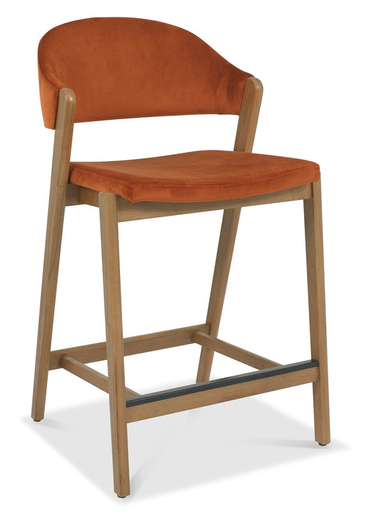 SATURN UPHOLSTERED BAR STOOL - RUST VELVET