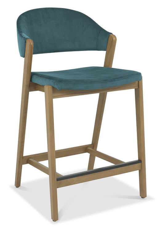 SATURN UPHOLSTERED BAR STOOL - AZURE VELVET