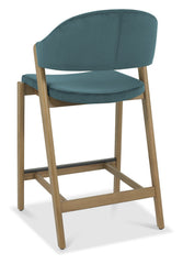 SATURN UPHOLSTERED BAR STOOL - AZURE VELVET