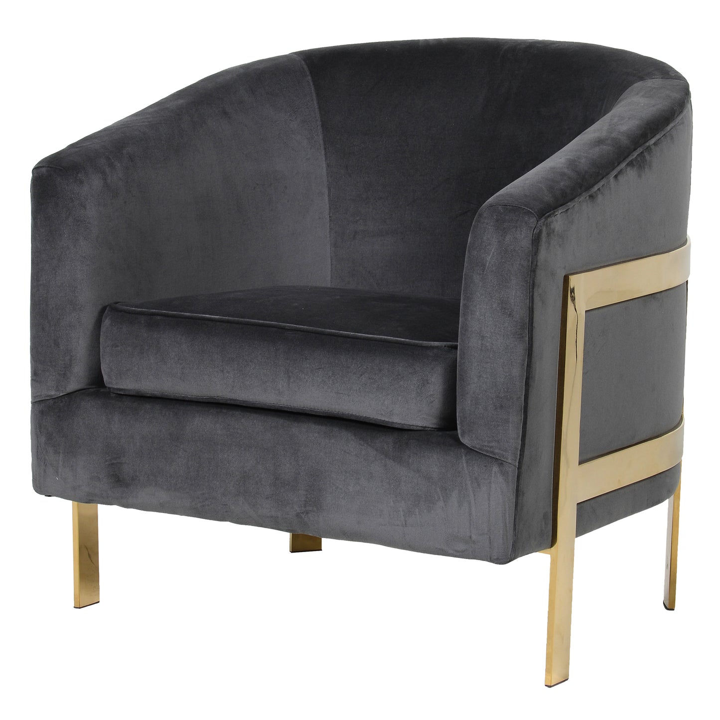 CADIZ GREY VELVET WITH GOLD FRAME CHAIR