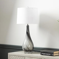 CIMC BLACK & WHITE GLASS LAMP WITH WHITE SHADE