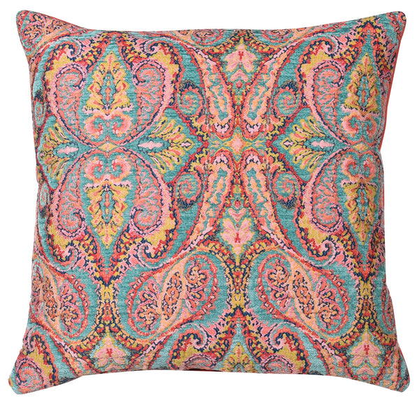 PAISLEY CITRINE AND PINK CUSHION 60cm x 60cm