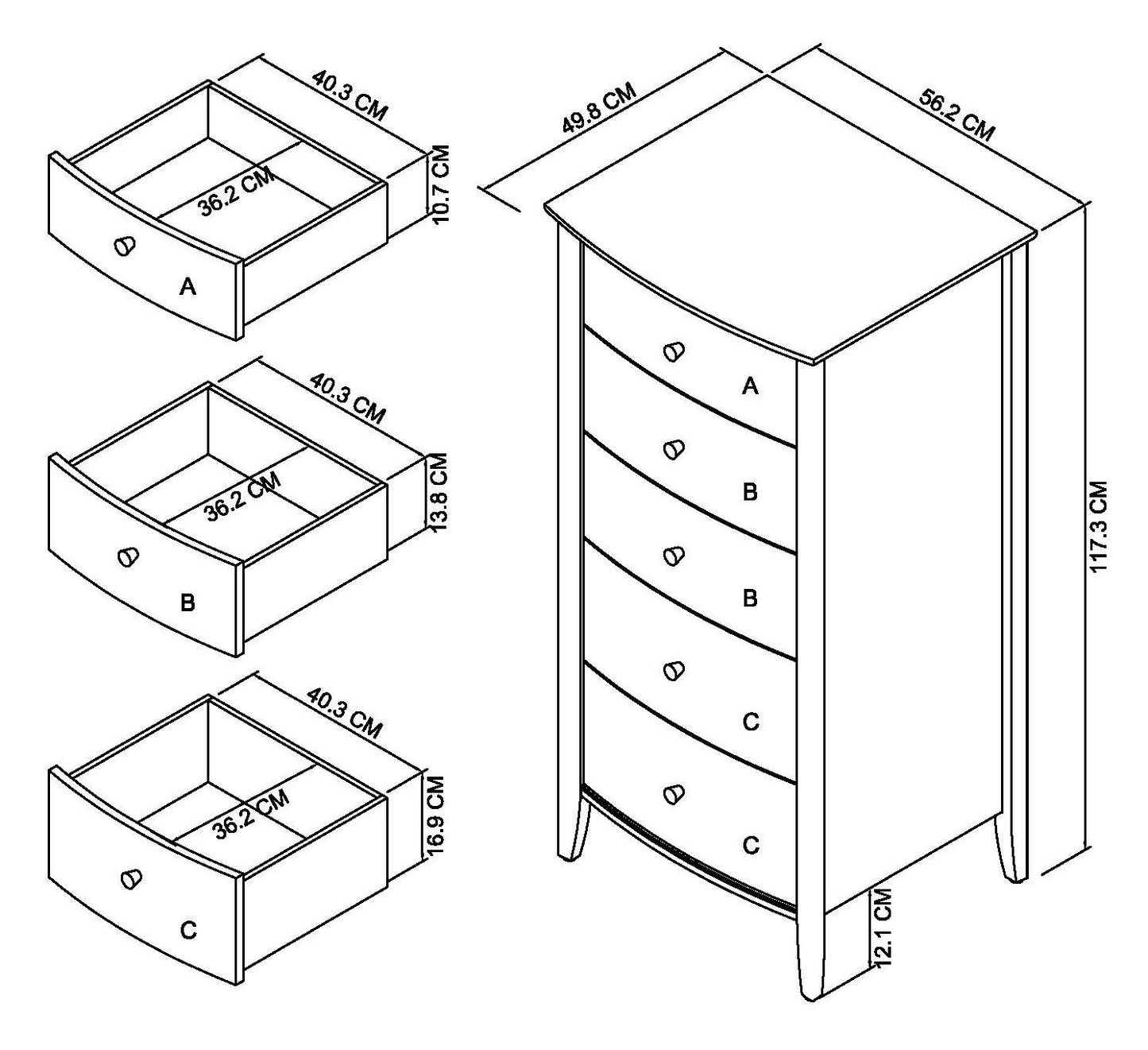 GUIA 5 DRAWER CHEST