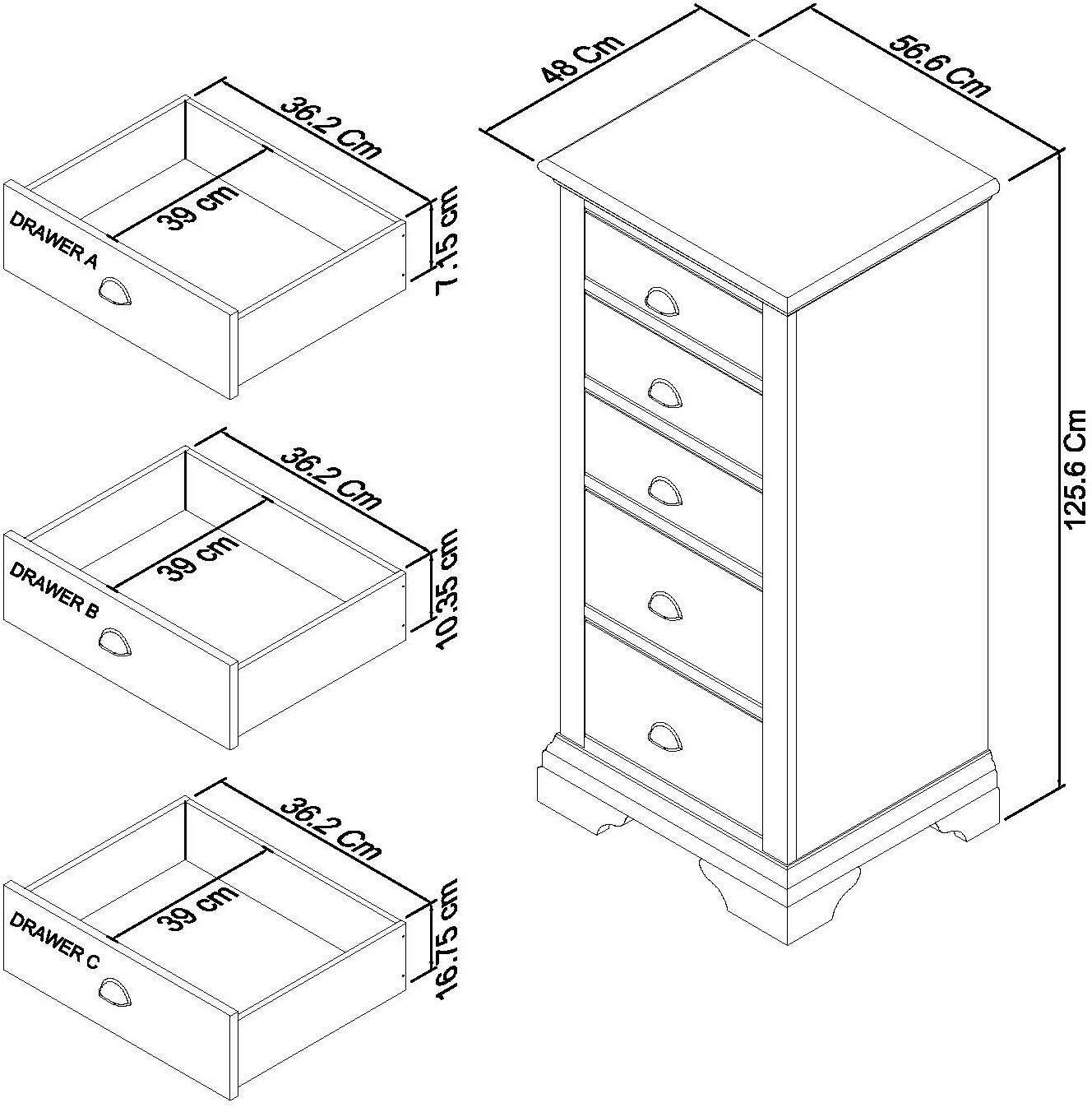 RHODES 5 DRAWER TALL CHEST