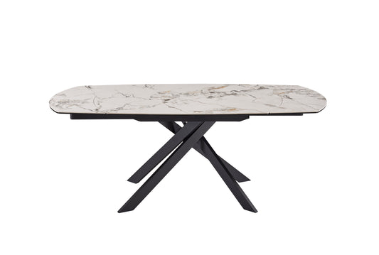 TEXAS 130CM EXTENDING TABLE WHITE MARBLE