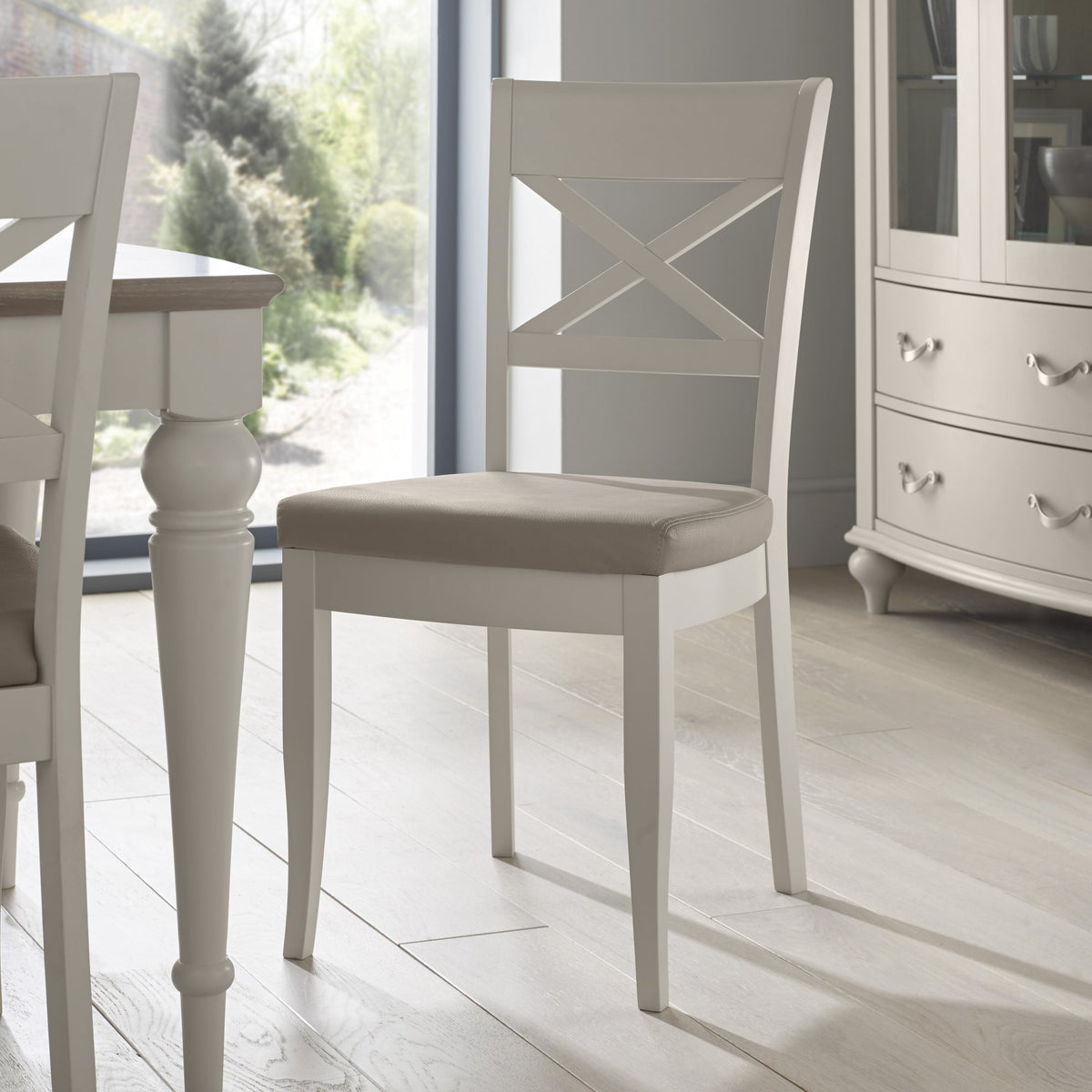 PHUKET X BACK CHAIR PEBBLE GREY FABRIC SEAT