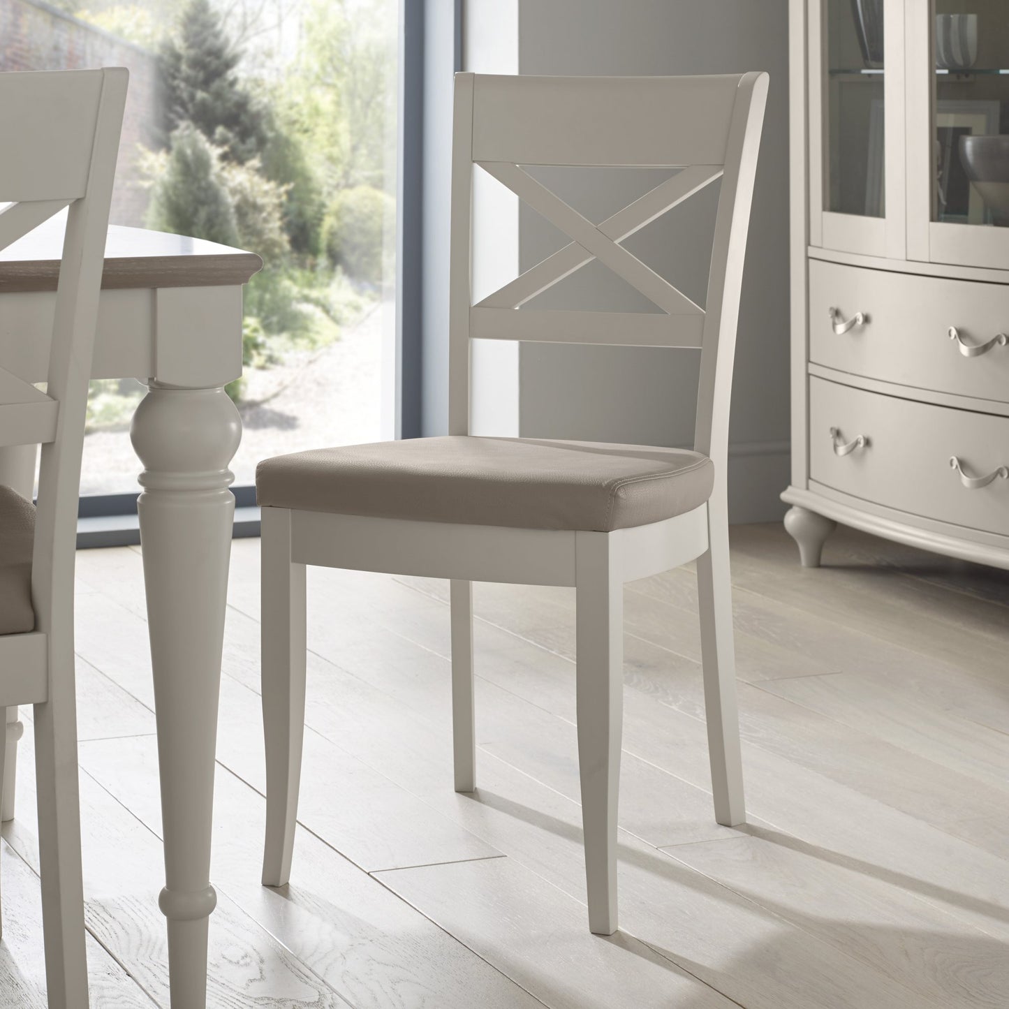 PHUKET X BACK CHAIR PEBBLE GREY FABRIC SEAT