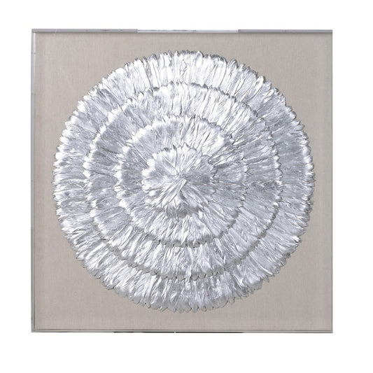 FEATHER  SILVER FRAMED WALL ART