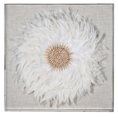 SHELLS FRAMED WALL ART WITH FEATHERS